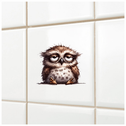 Brown Owl Bird With Dark Spots Vinyl Sticker Decal