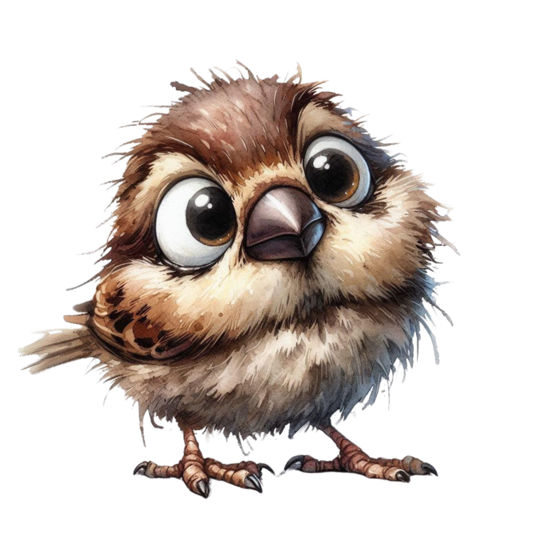 Brown Sparrow Bird With Big Eyes Vinyl Sticker Decal