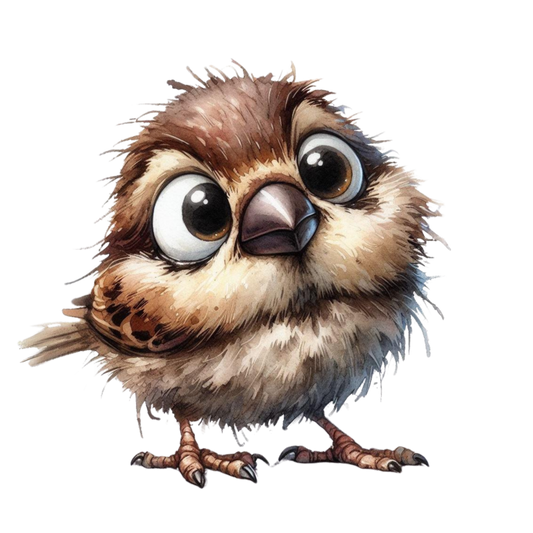 Brown Sparrow Bird With Big Eyes Vinyl Sticker Decal