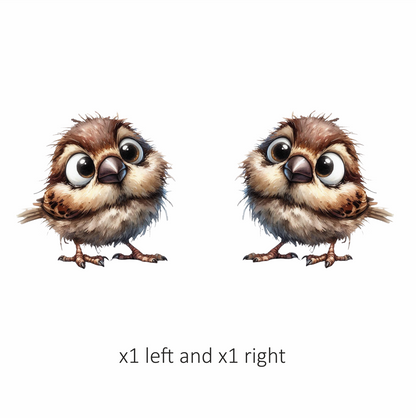Brown Sparrow Bird With Big Eyes Vinyl Sticker Decal