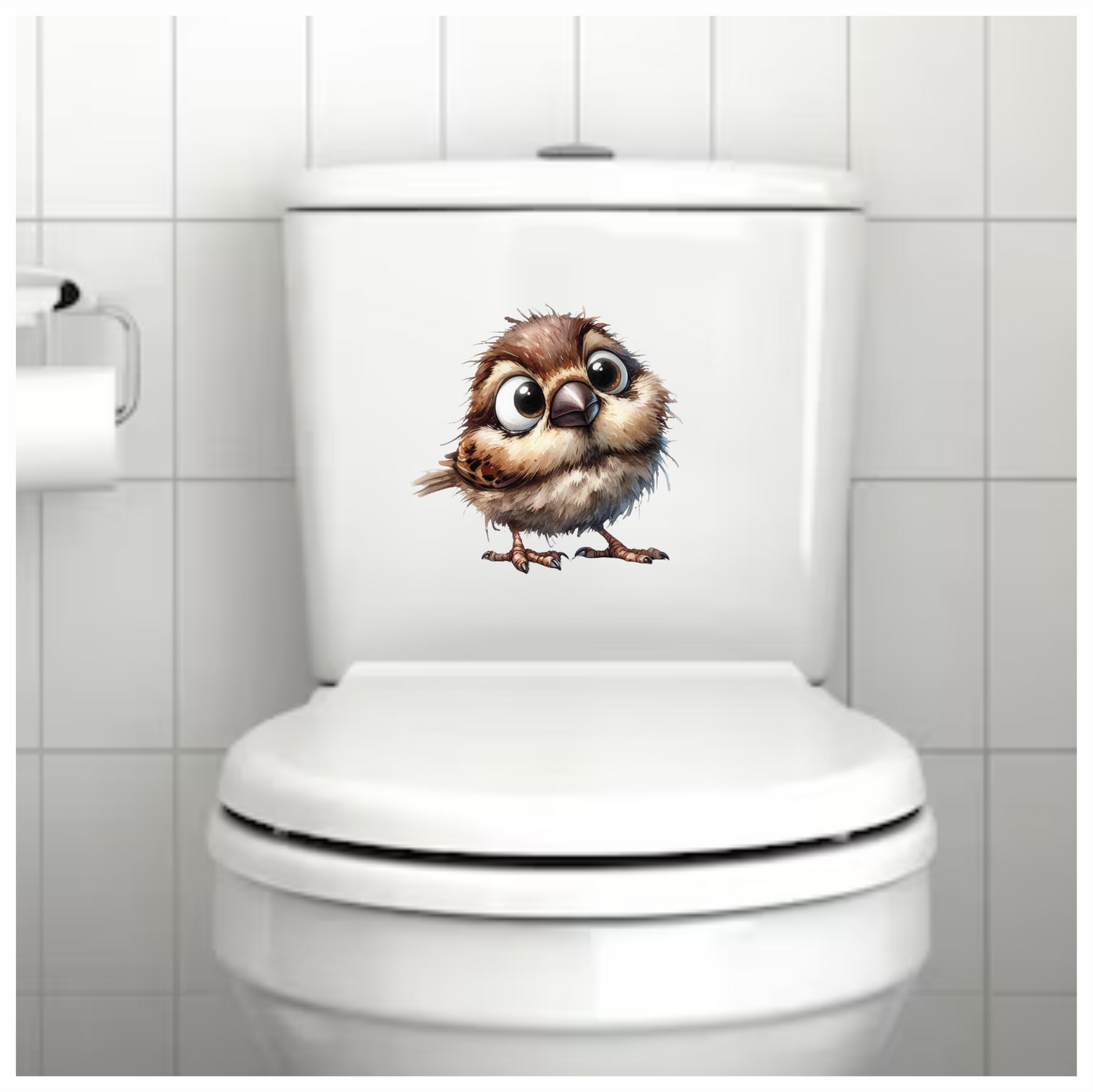 Brown Sparrow Bird With Big Eyes Vinyl Sticker Decal