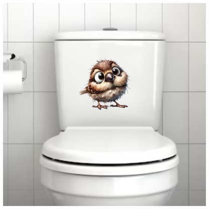 Brown Sparrow Bird With Big Eyes Vinyl Sticker Decal