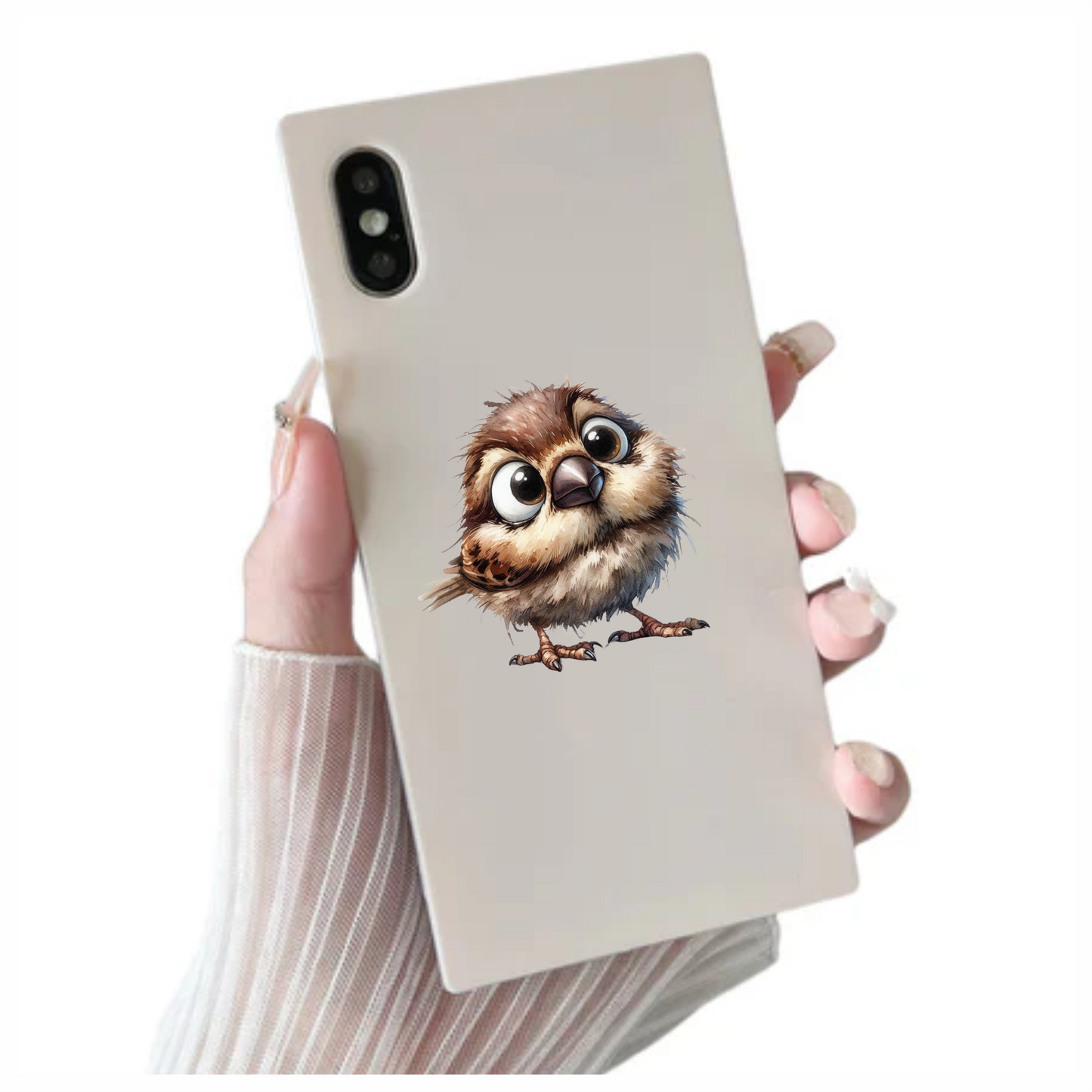 Brown Sparrow Bird With Big Eyes Vinyl Sticker Decal