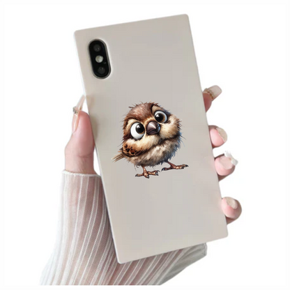 Brown Sparrow Bird With Big Eyes Vinyl Sticker Decal