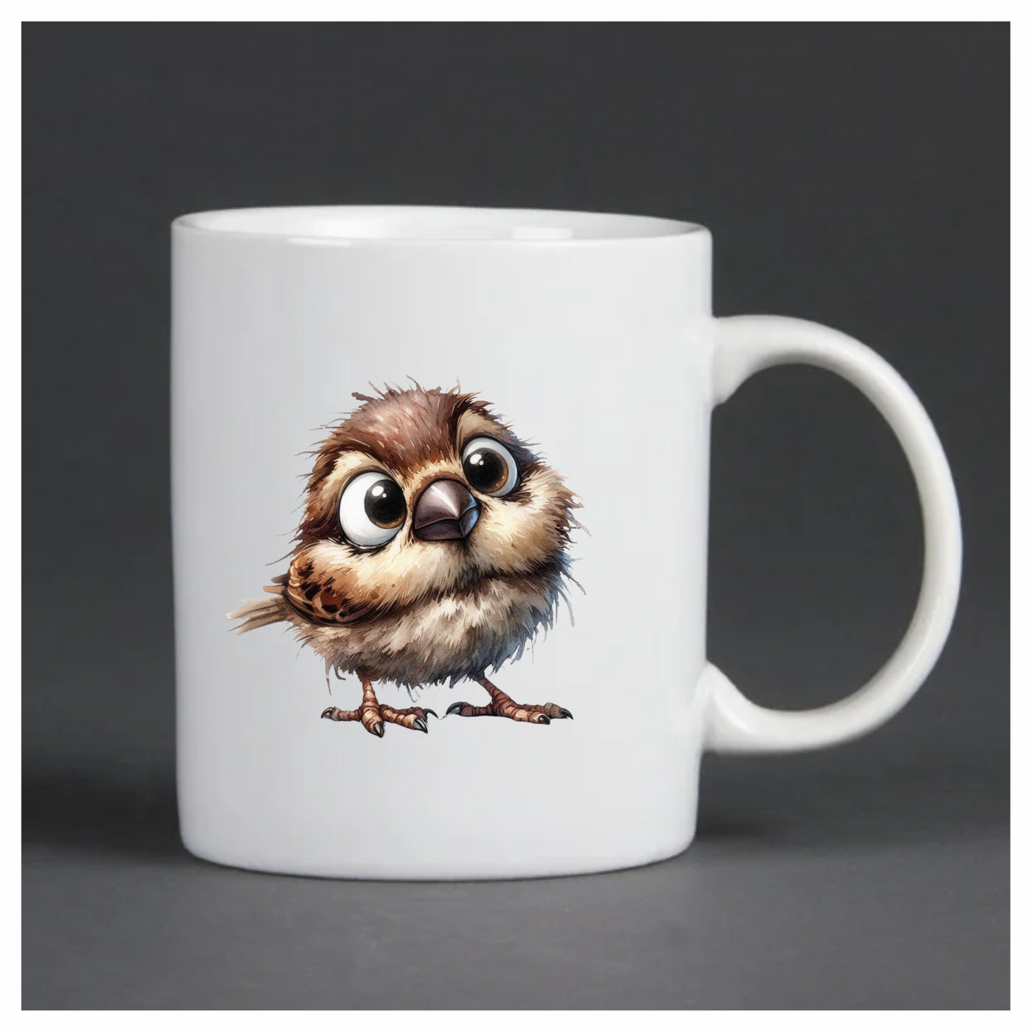 Brown Sparrow Bird With Big Eyes Vinyl Sticker Decal