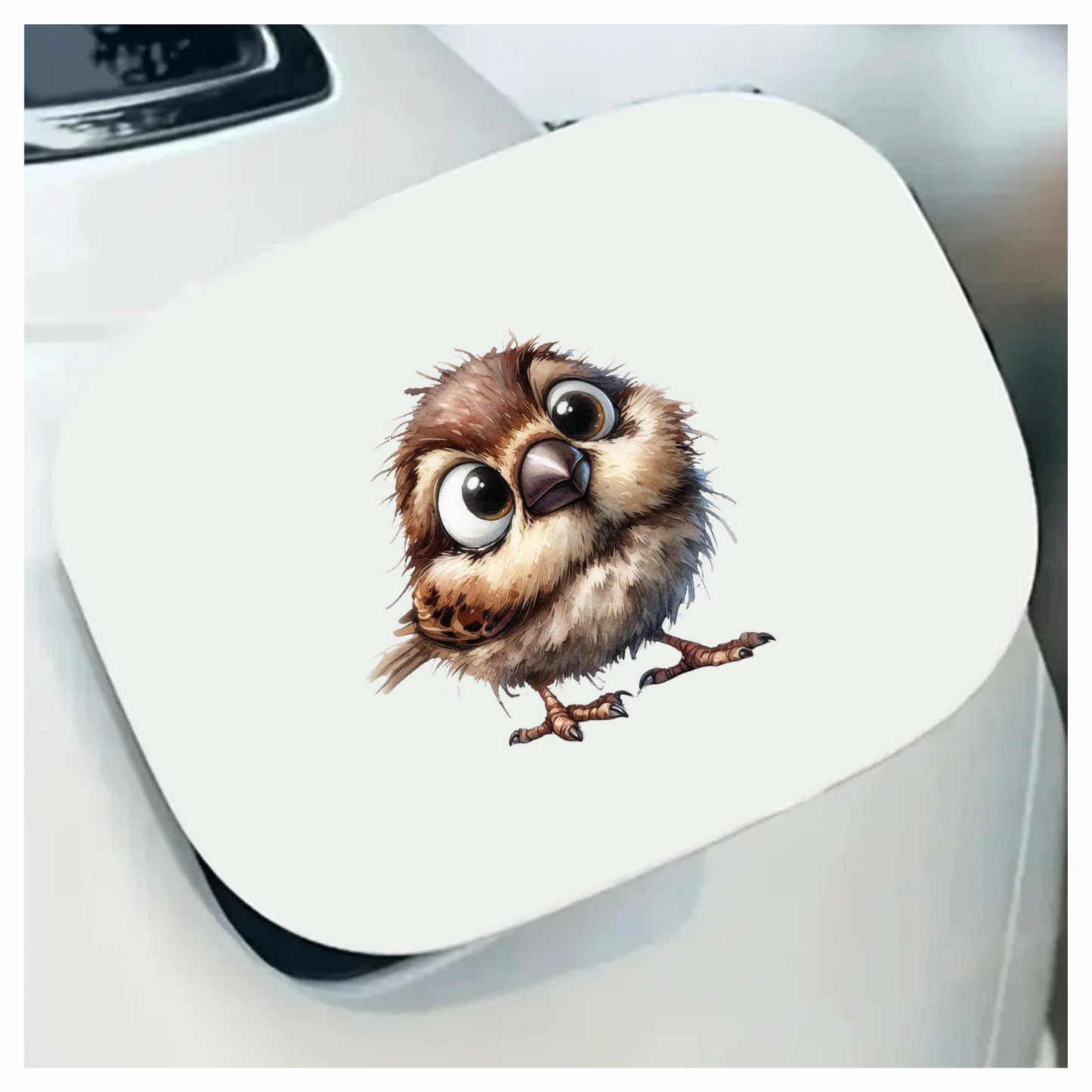 Brown Sparrow Bird With Big Eyes Vinyl Sticker Decal