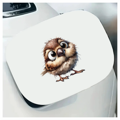 Brown Sparrow Bird With Big Eyes Vinyl Sticker Decal