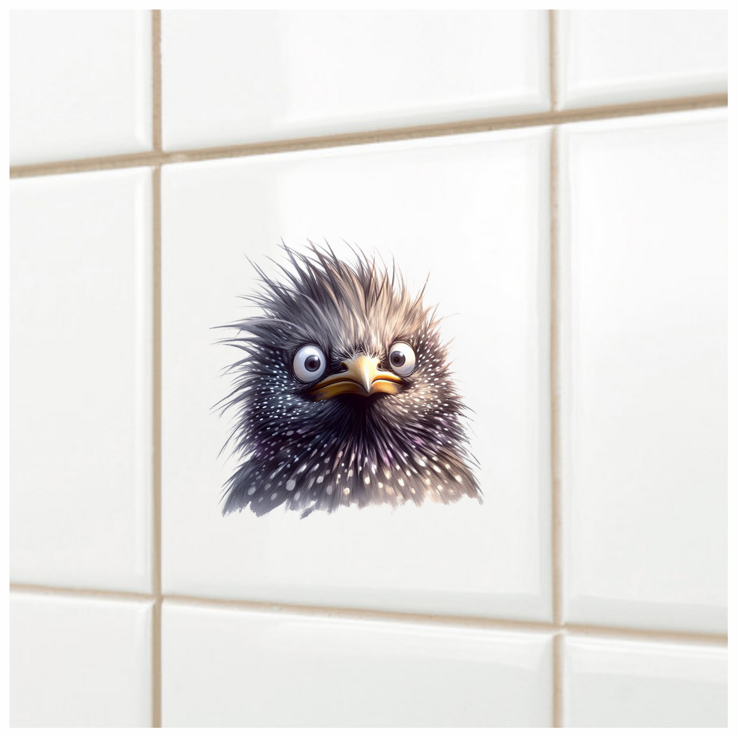 Black Starling Bird With White Spots Vinyl Sticker Decal