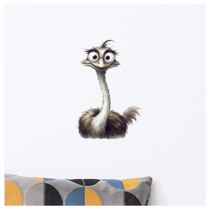 Brown Ostrich Bird With Long Neck Vinyl Sticker Decal