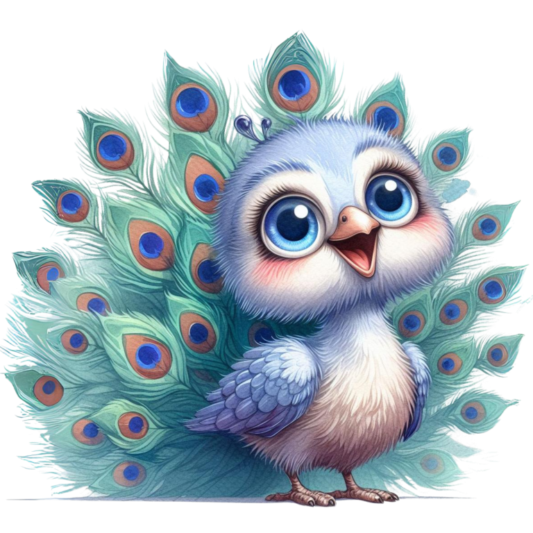 Blue Peacock Bird With Large Feathers Vinyl Sticker Decal