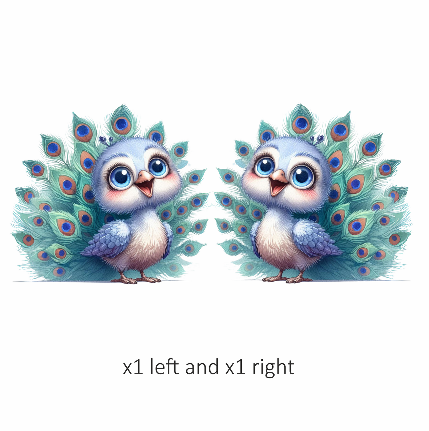 Blue Peacock Bird With Large Feathers Vinyl Sticker Decal