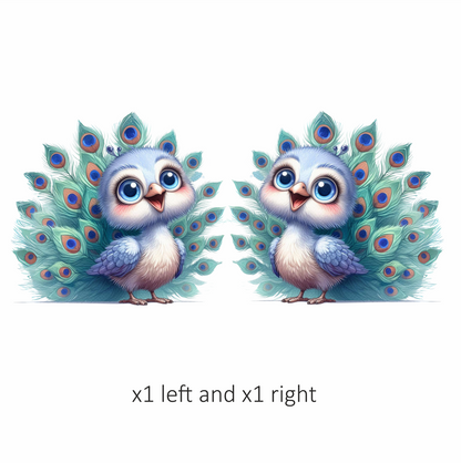 Blue Peacock Bird With Large Feathers Vinyl Sticker Decal