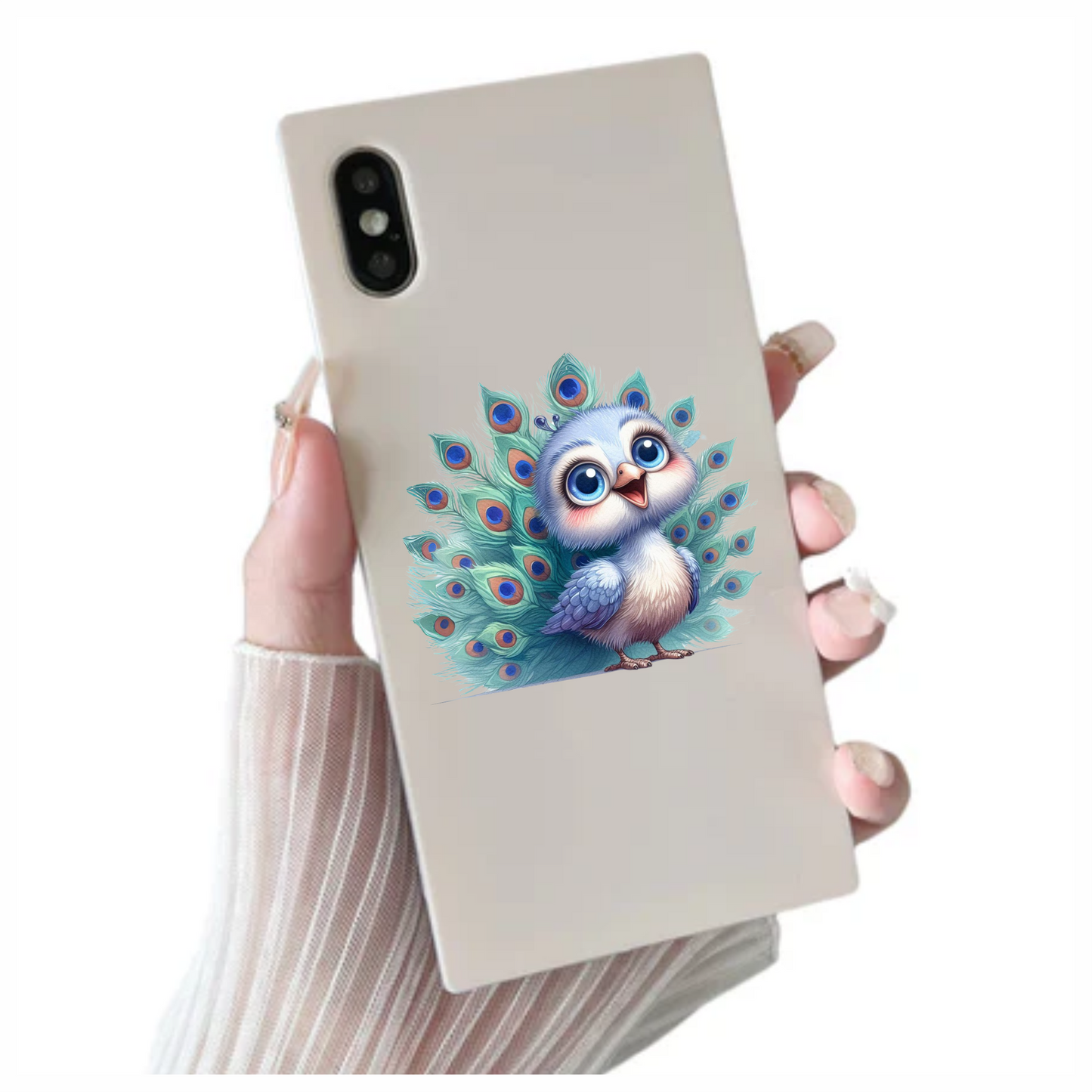 Blue Peacock Bird With Large Feathers Vinyl Sticker Decal