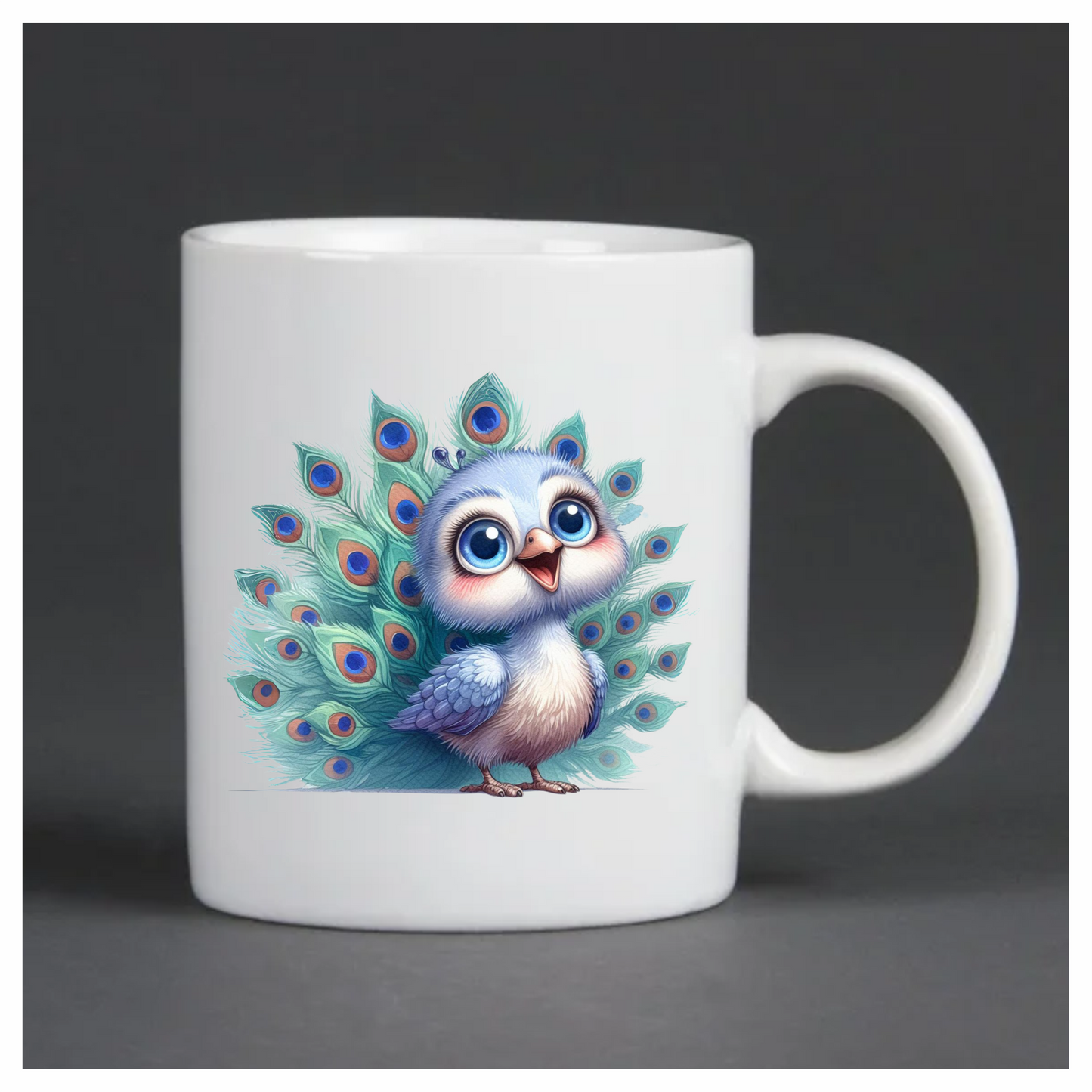 Blue Peacock Bird With Large Feathers Vinyl Sticker Decal