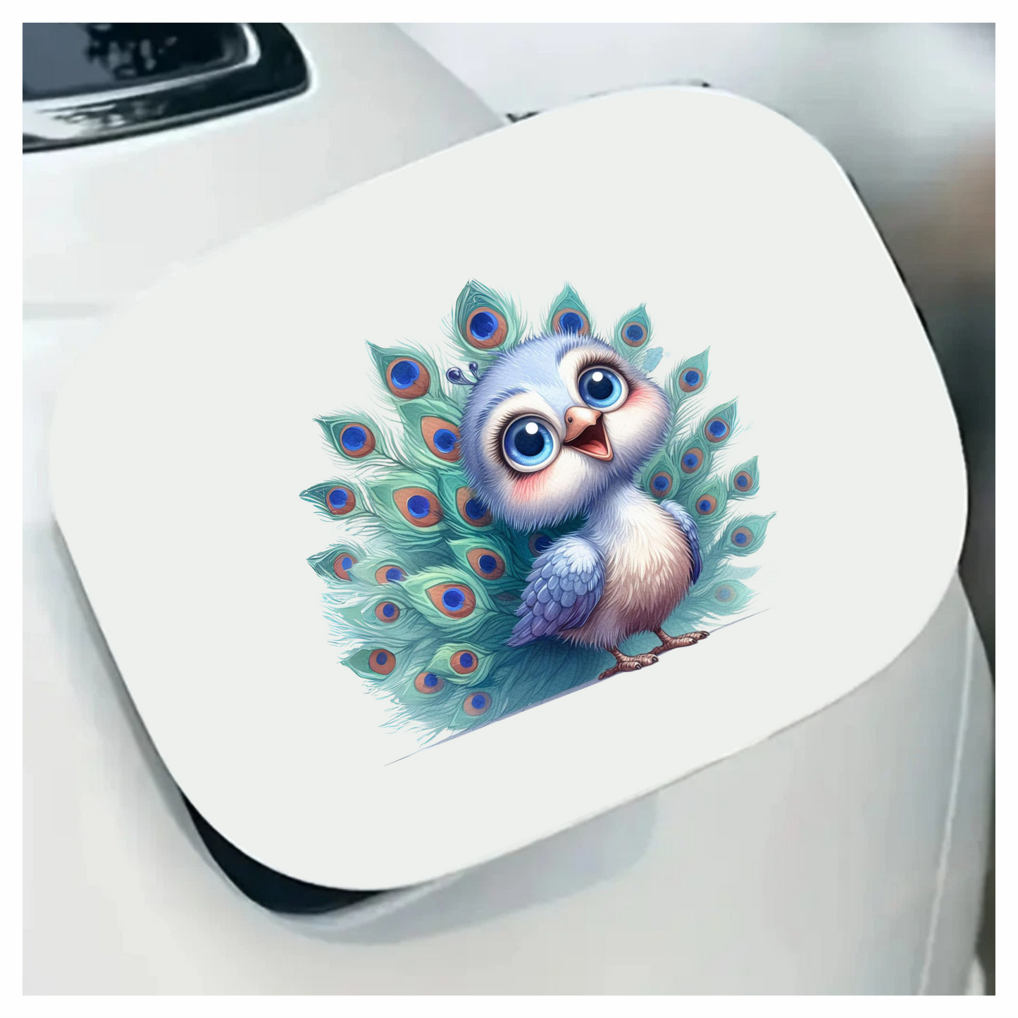 Blue Peacock Bird With Large Feathers Vinyl Sticker Decal