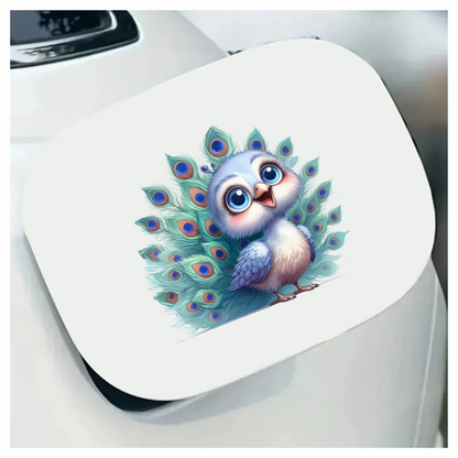 Blue Peacock Bird With Large Feathers Vinyl Sticker Decal