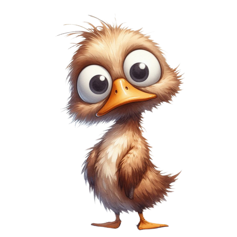 Brown Duck Bird With Big Eyes Vinyl Sticker Decal