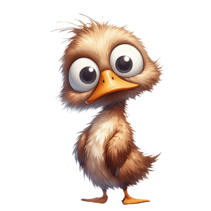 Brown Duck Bird With Big Eyes Vinyl Sticker Decal