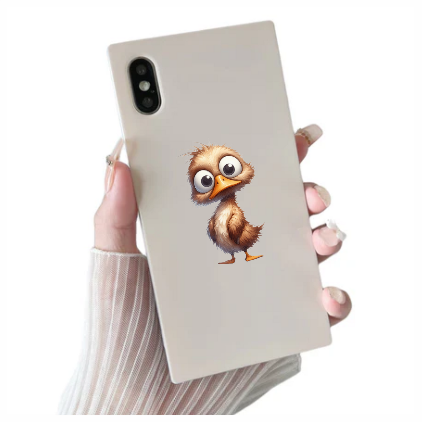 Brown Duck Bird With Big Eyes Vinyl Sticker Decal