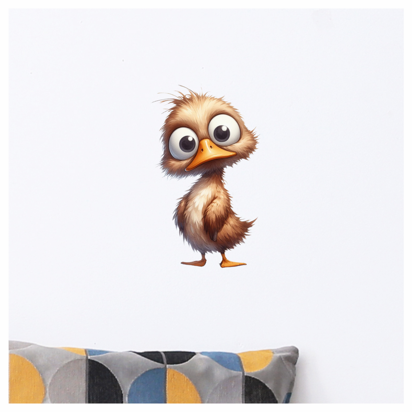 Brown Duck Bird With Big Eyes Vinyl Sticker Decal