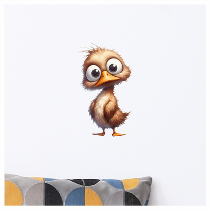 Brown Duck Bird With Big Eyes Vinyl Sticker Decal