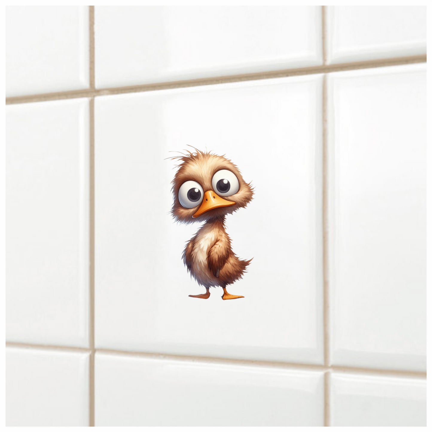 Brown Duck Bird With Big Eyes Vinyl Sticker Decal