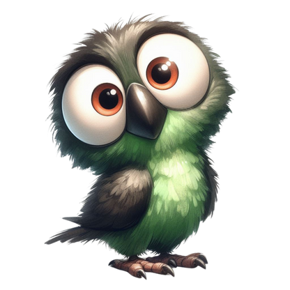 Green Owl Bird With Big Eyes Vinyl Sticker Decal