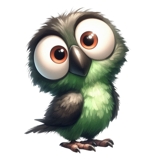 Green Owl Bird With Big Eyes Vinyl Sticker Decal