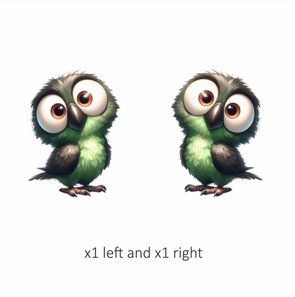 Green Owl Bird With Big Eyes Vinyl Sticker Decal