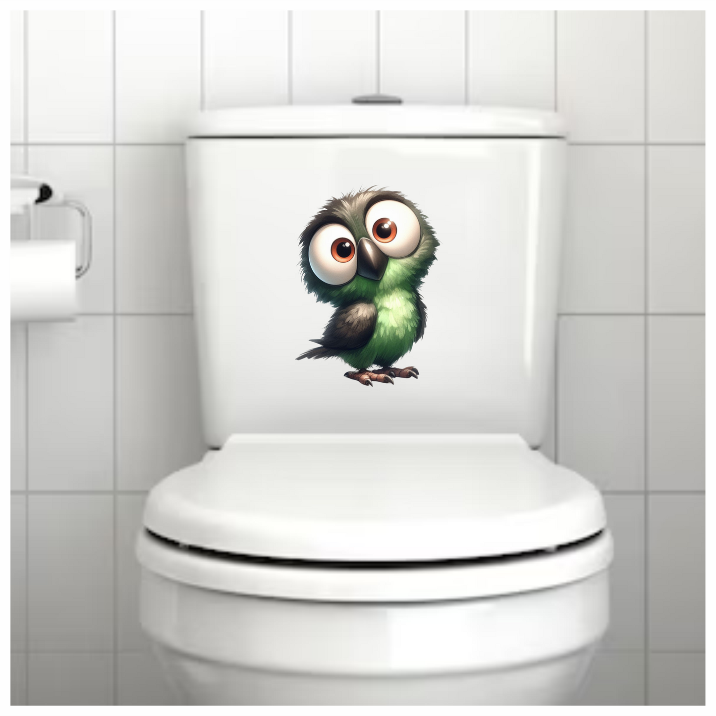 Green Owl Bird With Big Eyes Vinyl Sticker Decal