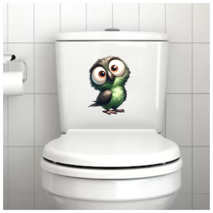 Green Owl Bird With Big Eyes Vinyl Sticker Decal