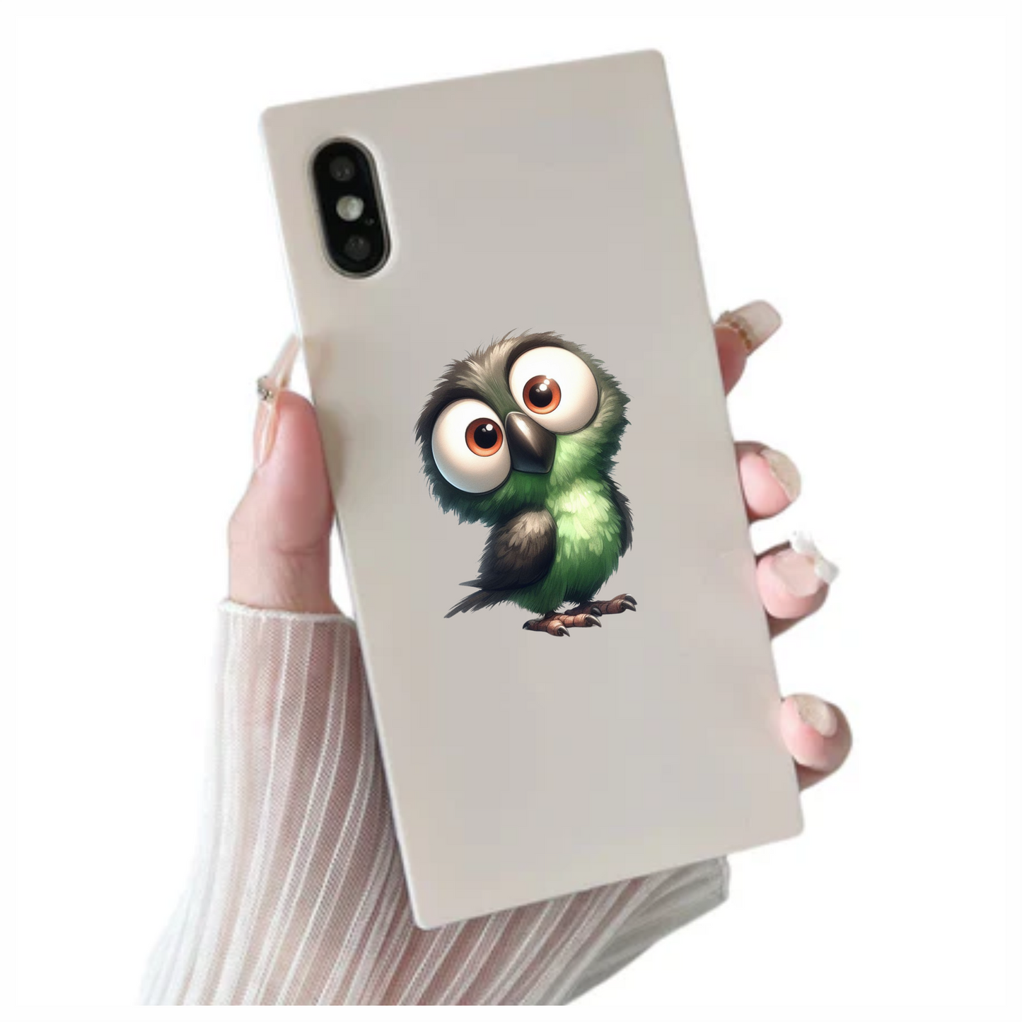Green Owl Bird With Big Eyes Vinyl Sticker Decal