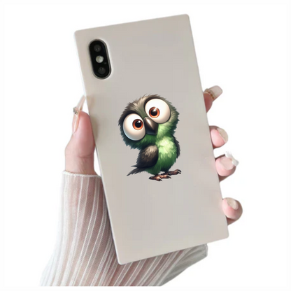 Green Owl Bird With Big Eyes Vinyl Sticker Decal