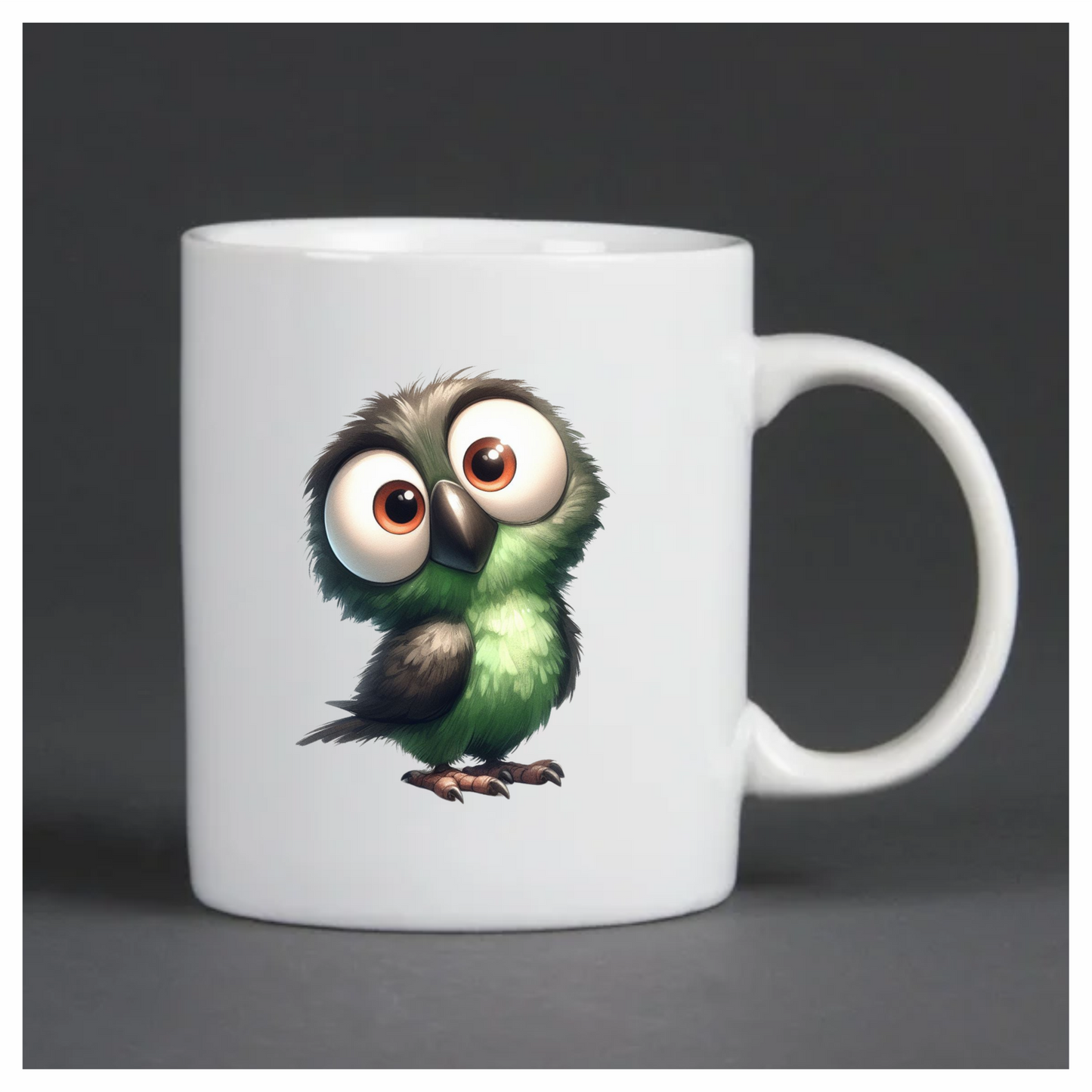 Green Owl Bird With Big Eyes Vinyl Sticker Decal