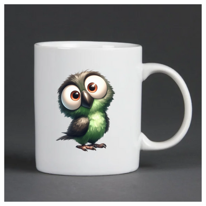 Green Owl Bird With Big Eyes Vinyl Sticker Decal