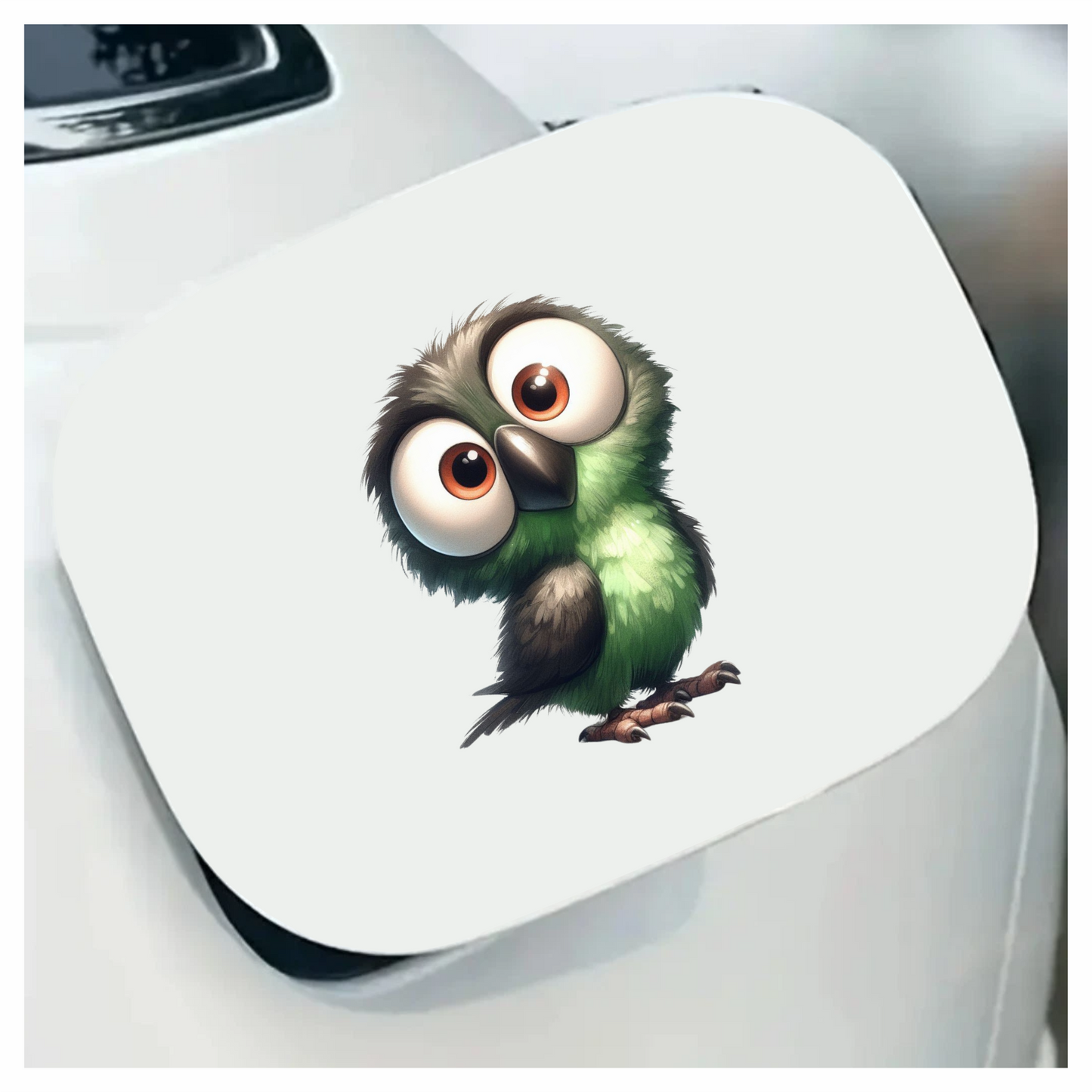 Green Owl Bird With Big Eyes Vinyl Sticker Decal
