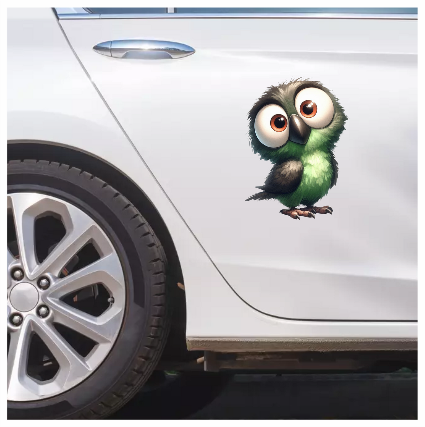 Green Owl Bird With Big Eyes Vinyl Sticker Decal