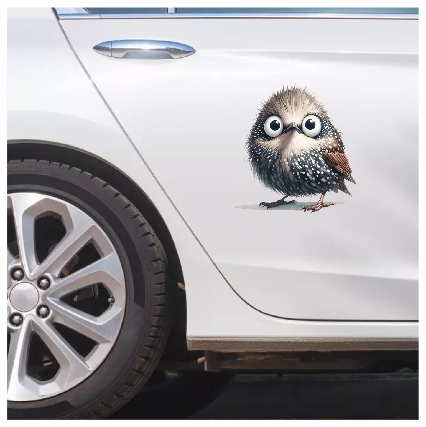Brown Owl Bird With White Spots Vinyl Sticker Decal