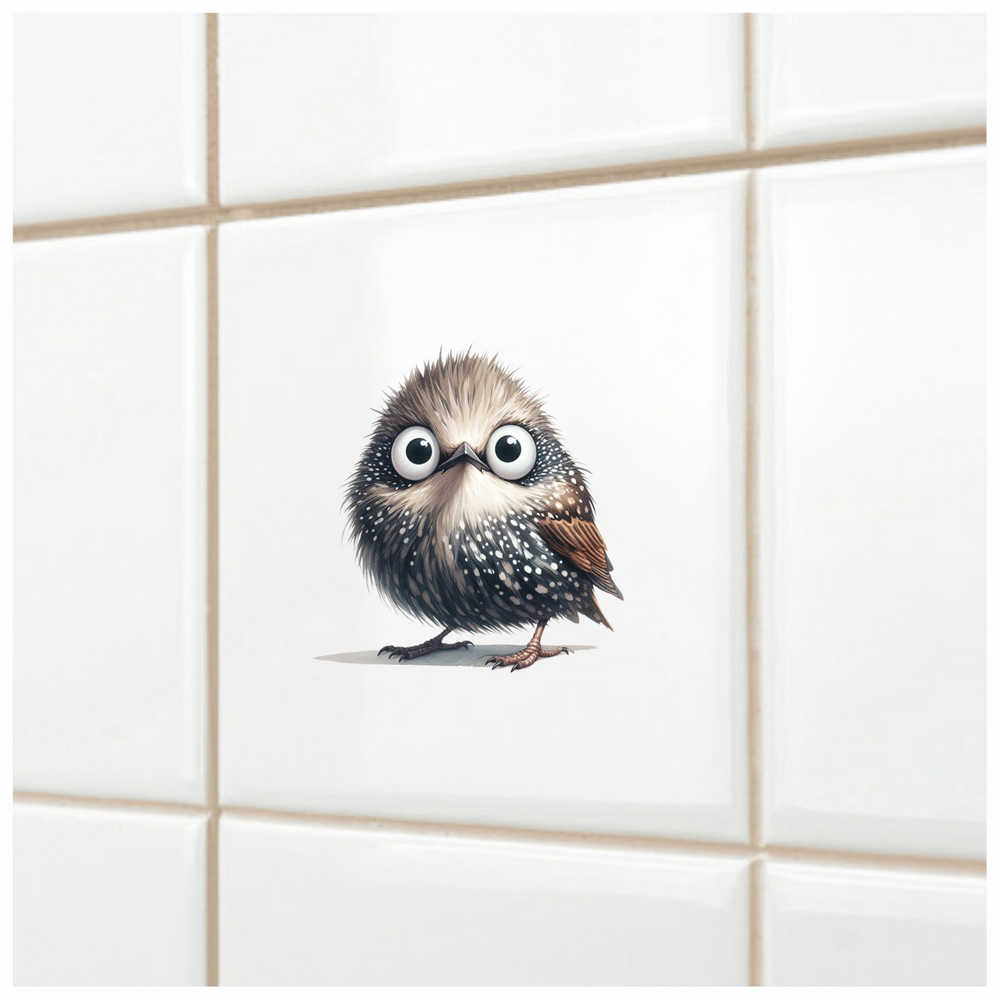 Brown Owl Bird With White Spots Vinyl Sticker Decal