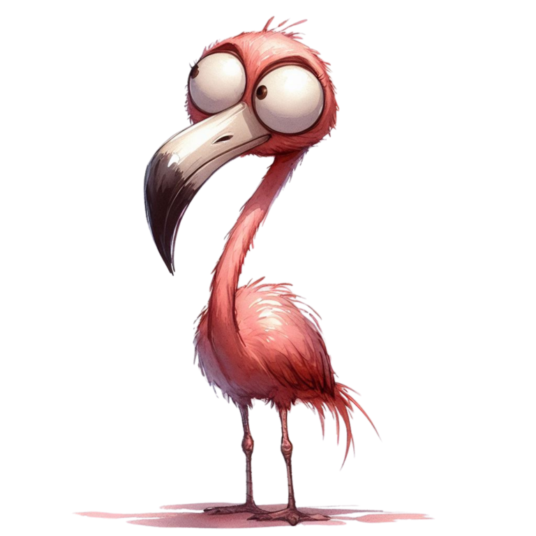 Pink Flamingo Bird With Long Beak Vinyl Sticker Decal