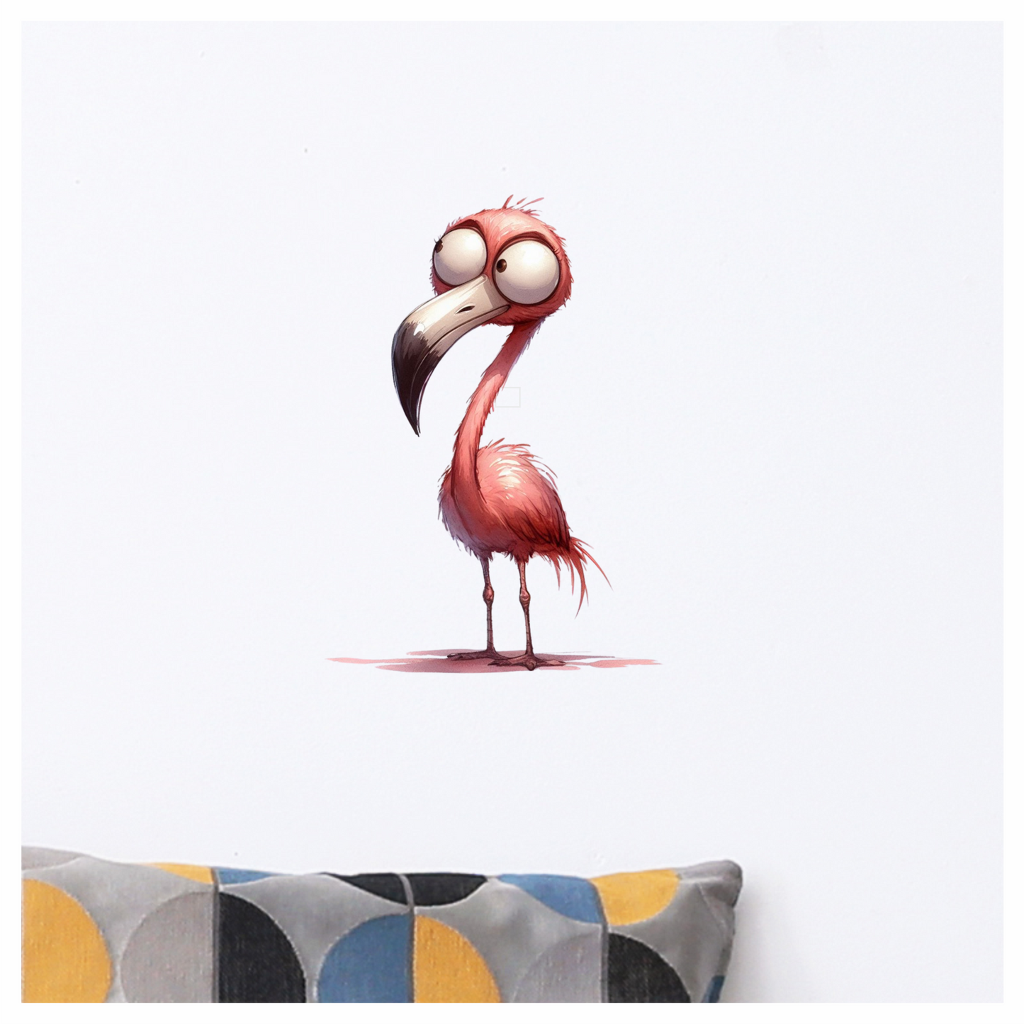 Pink Flamingo Bird With Long Beak Vinyl Sticker Decal