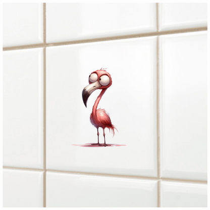 Pink Flamingo Bird With Long Beak Vinyl Sticker Decal