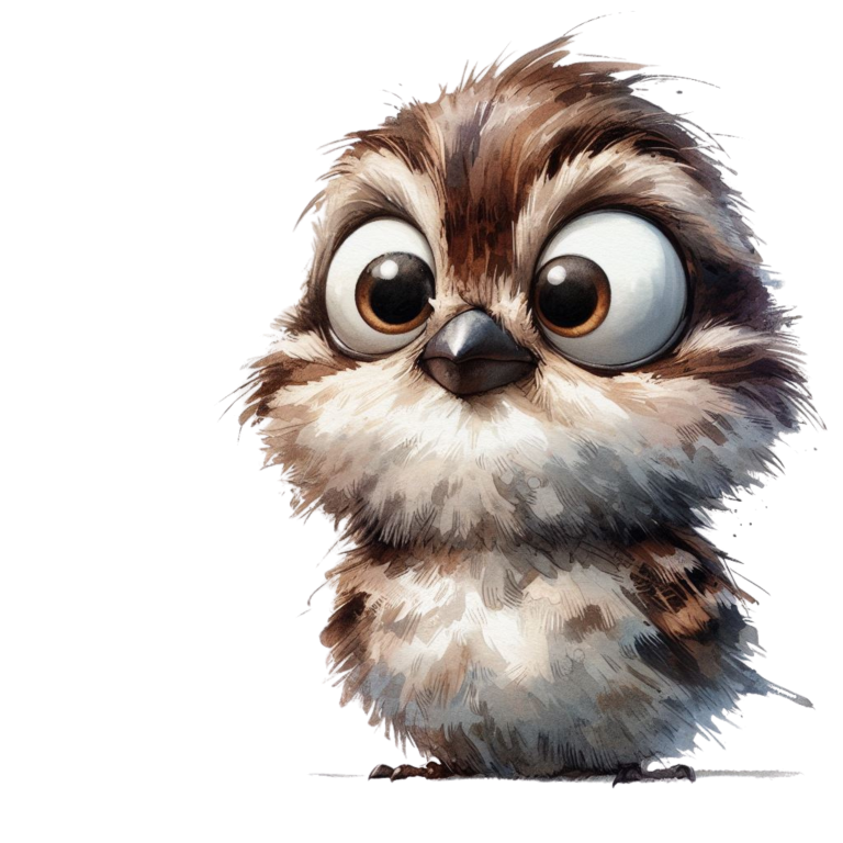 Brown Sparrow Bird With Round Eyes Vinyl Sticker Decal