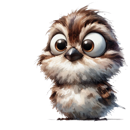 Brown Sparrow Bird With Round Eyes Vinyl Sticker Decal