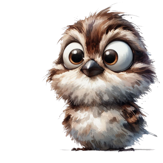 Brown Sparrow Bird With Round Eyes Vinyl Sticker Decal