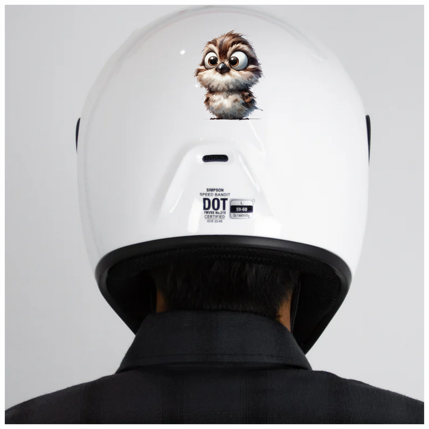 Brown Sparrow Bird With Round Eyes Vinyl Sticker Decal