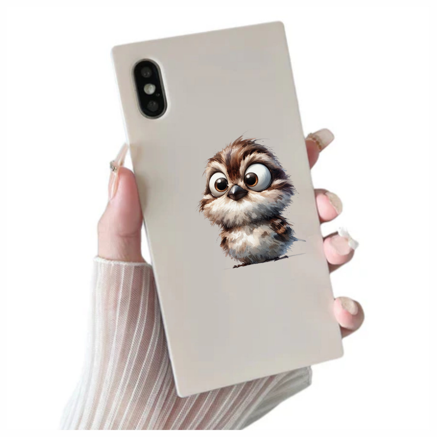 Brown Sparrow Bird With Round Eyes Vinyl Sticker Decal