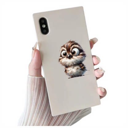 Brown Sparrow Bird With Round Eyes Vinyl Sticker Decal