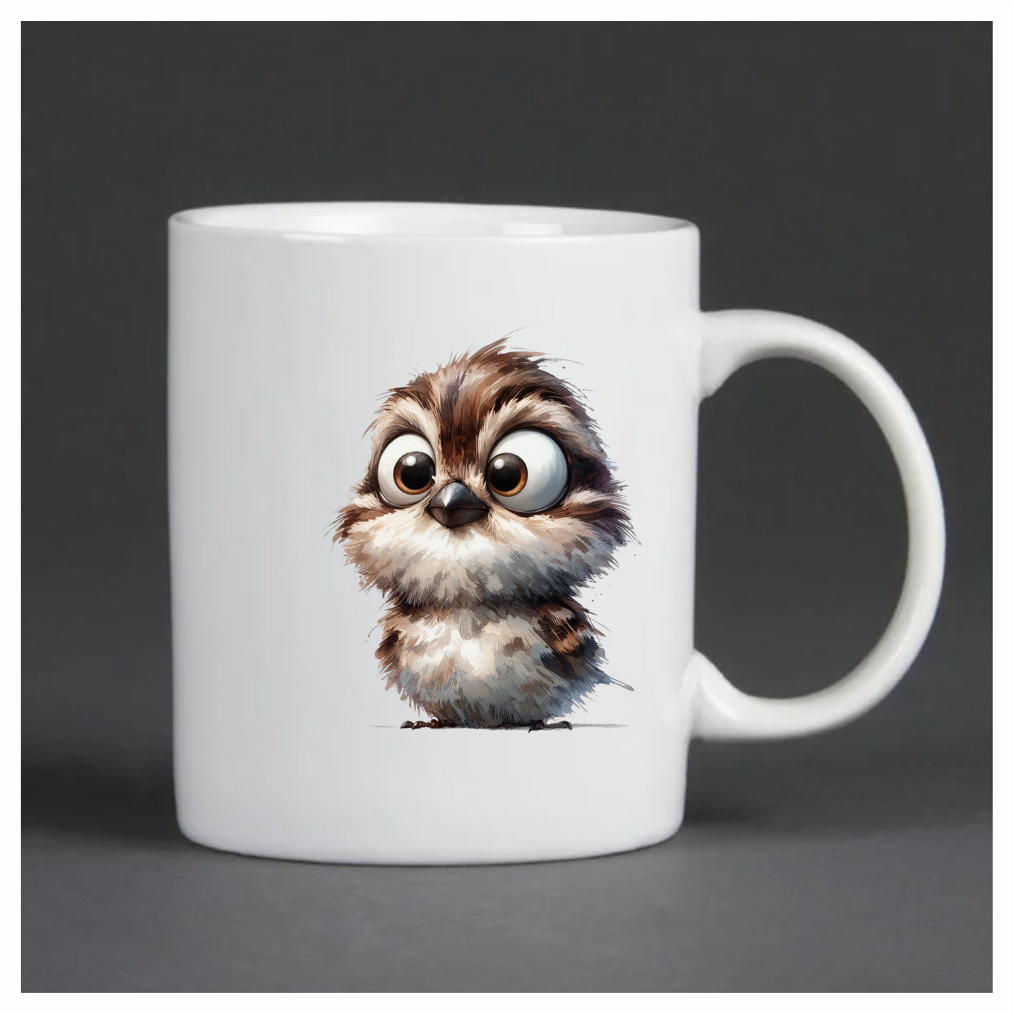 Brown Sparrow Bird With Round Eyes Vinyl Sticker Decal