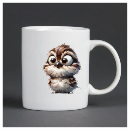 Brown Sparrow Bird With Round Eyes Vinyl Sticker Decal